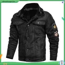 Pu Homens Jaqueta Grossa Cashmere Quente Bombardeiro Militar Tático Outwear Jaquetas De Couro Casaco De Pele De Lã Masc