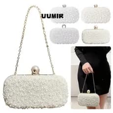 Bolsa De Jantar De Pérola Umir , Fivela De Superfície Macia , Ombro Feminina Branca Festa , Corrente , Design De Luxo ,