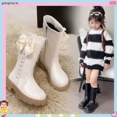 Meninas meninas sapatos crianças Mid-tube longo tubo botas de couro botas 2025 inverno novo estilo outono inverno estilo