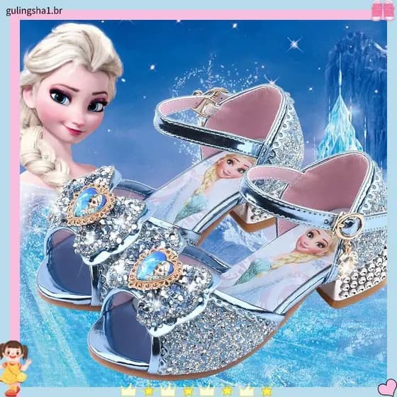 Disney Meninas Frozen 2 Elsa Princesa Meninas Cristal Salto Alto Sapatos Crianças Partido passarela sapatos 3GYJ KMNE X7