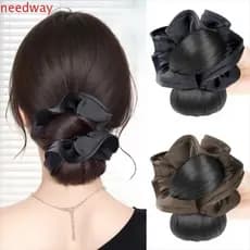 NEEDWAYB Peças De Cabelo Falso , Extensões Elegante Flor Bun Cabeça Peruca , Garra Natural Clipe Bola