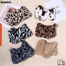 LOVUR Mini Bolsa De Ombro Feminina Meninas Macia Estampa De Leopardo