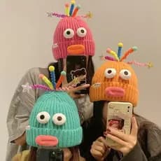 Bonito e Adorável, Fofo e Engraçado, Chapéu Peculiar para Mulheres no Outono e Inverno, Fazendo Seu Rosto Parecer Menor,
