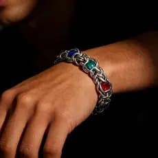 1 unidade de pulseira de malha de aço inoxidável 304 |   Acessório Unissex Gótico Hip-hop com Contas Multicoloridas
