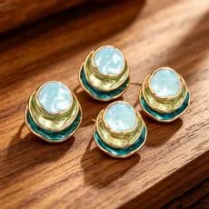 2 Pares de Brincos de Estilo Elegante e Minimalista para Mulheres, em Azul Lago, com Múltiplas Camadas, Versáteis para U