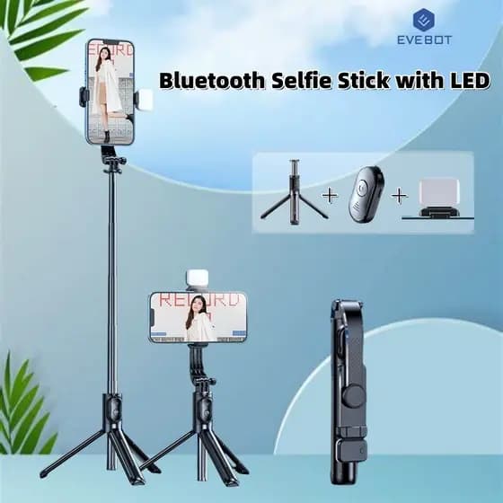 Bastão De Selfie Bluetooth Multifuncional Com Luz De Preenchimento LED , Selfies Ou Transmissão Ao Vivo