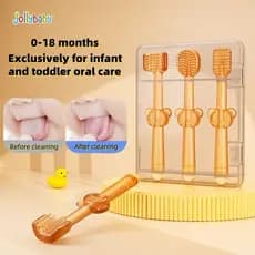 Escova De Dentes Para Bebês Silicone 0-18 Bulan Limpador Oral De Língua 3 Lados Seguros