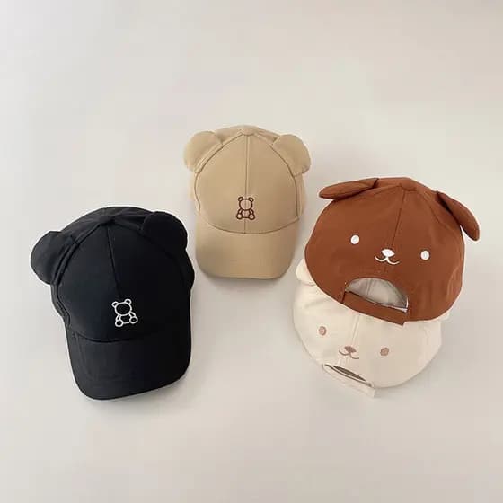 Crianças Meninos Meninas Bonito Cor Sólida Urso Boné De Beisebol Moda Algodão Proteção Solar Pato Língua Chapéu Para O B