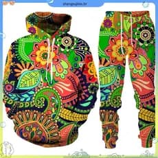 Colorido Caju Flor Agasalho Masculino/Feminino 2 Peça Conjunto Paisley Impressão 3D Hoodie & Calças Terno 2023 Moda Casa