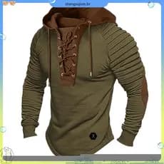 FOM-Men . Ombro Pregueado Com Capuz Cordão De Arrastar Cor Do Slim Fit