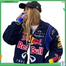 2024 Red Bull Casual Impresso Casaco De Motocicleta De Manga Comprida Solto De Beisebol