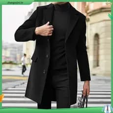 Casaco Casual De Lã De Inverno Clássico Lapela Sobretudo De Negócios Para Homens Uso Diário Formal