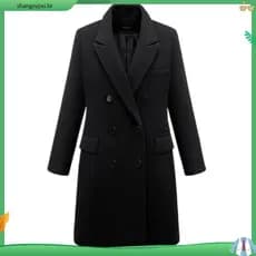 Plus size casaco forrado feminino outono inverno sobretudo longo solto blazer de lã de peito duplo XL-6XL