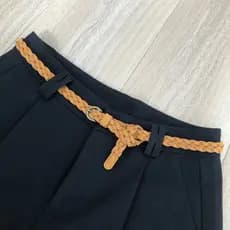 cinto feminino largo cinto feminino plus size Cinto fino trançado de lã de couro feminino vestido decoração luz cáqui Al