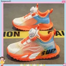 Meninos sapatos 2026 verão única malha respirável adolescente sapatos esportivos menino fivela rotativa Ultra-leve tênis