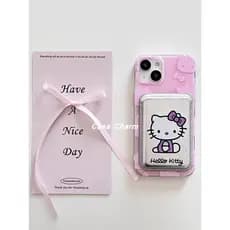 carteira magsafe Coreia coreia ins dos desenhos animados Kitty gato Magsafe caso titular do cartão magnético iPhone caso