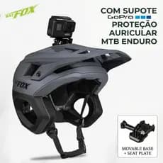 BATFOX Capacete MTB Mountain Bike Enduro Com Proteção Auricular Suporte GoPro Ajustável Forro Removível