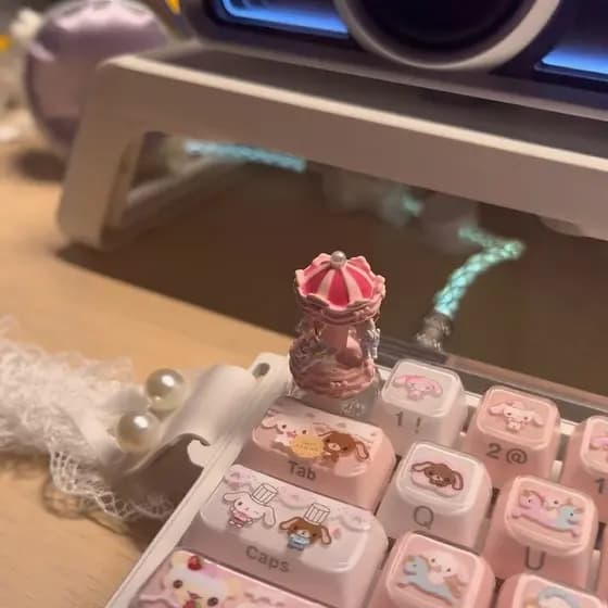 [Rotatable] Carrossel Keycap Haste Remota Teclado Cap Menina Coração esc Decoração 520 Dia dos Namorados Pequeno Present