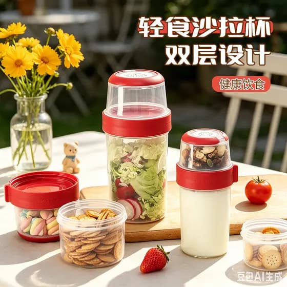 Caixa de frutas portátil salada selada fresco-mantendo microondas aquecimento caixa de armazenamento Multi-camada caixa 