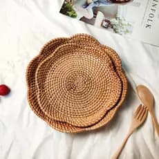 Puro artesanal vietnã outono Rattan tecido cesta de frutas cesta de armazenamento doces lanches lanches placa de frutas