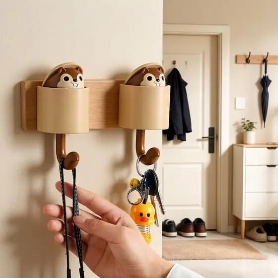 Esquilo atrás da porta gancho sem perfuração atrás da porta gancho de roupas forte suporte de carga entrada da cozinha n