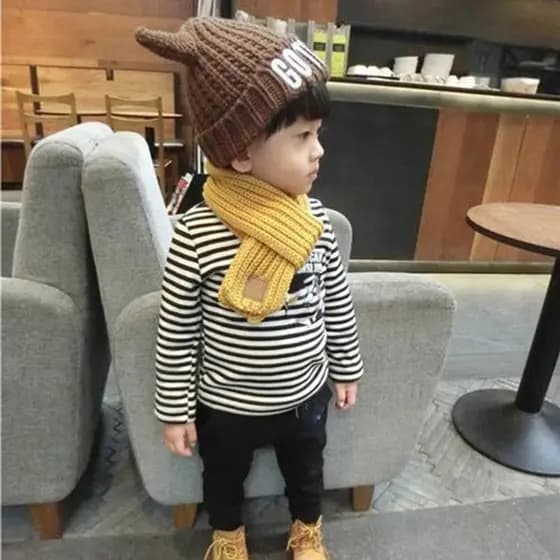 Cachecóis de Inverno para Crianças, Meninos e Meninas, Cachecóis para Bebês com Pom-Poms, Cachecóis Quentes para Pescoço