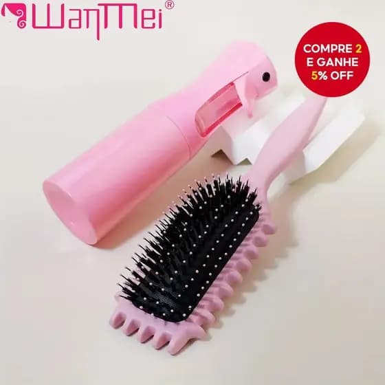 Conjunto de Escovas para Pentear Cabelo WANMEI, conjunto de 2 peças, inclui um modelador de cachos com cerdas e um borri