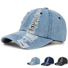 Bonés De Beisebol Com Buracos Vintage Lavado Angustiado Boné Moda Esportes Denim Chapéus Simples Mulheres Homens Pai
