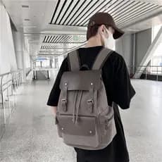 Mochila de lona bolsa de computador moda viagem cordão mochila aba mochila Retro