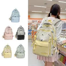 Ins novo estilo de alto valor fresco doce listrado bonito pônei mochila estudante leve mochila Must-have para volta às a