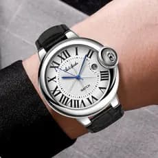 relogio masculino Clássico cinto azul agulha balão automático puro relógio mecânico masculino oco à prova dwaterproof ág