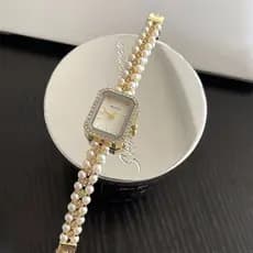 relogio feminino pequeno relogio feminino luxo Xiaoxiang estilo pérola corrente relógio feminino nicho Design luz luxo a