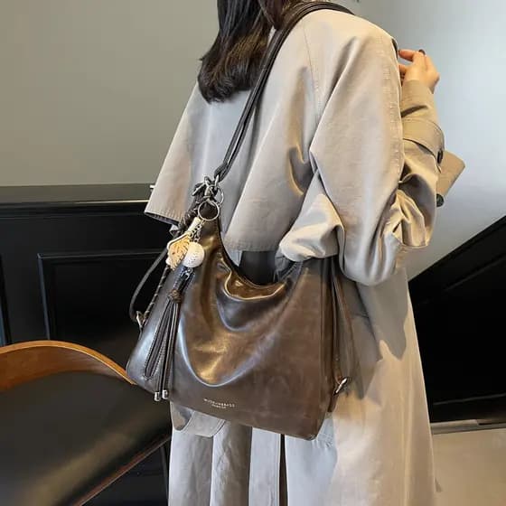 bolsa transversal feminino bolsa femenina Bolsa mensageiro retrô de grande capacidade, pedido de axila, ombro, bolsa fem