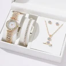 relogio feminino pequeno relogio feminino Relógio de pulso 5 pçs/set banda de aço feminino relógio influenciador senhora
