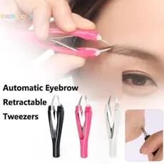 Rightrous Pinça De Sobrancelha Automática Retrátil Rosto Cabelo Barba Remoção Aço Inoxidável Anti Ferrugem Beleza Extrat