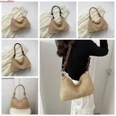 Bolsa De Ombro Tecida JUNYUE , Alça Ajustável Com Zíper , Crossbody De Palha , Grande Capacidade