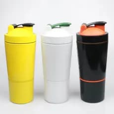 304 aço inoxidável 600ml Shaker copo com caixa de pó dupla seção copo esportes copo de água Fitness proteína em pó Milks