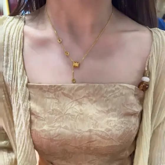 Necklace colar Influenciador texturizado de luxo leve não desbota colar de cintura pequena