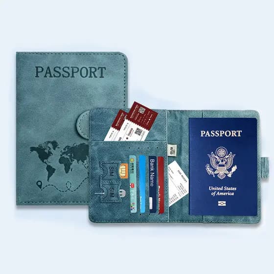 Couro pele-pense dourado passaporte capa protetora livro fivela de ferragem costura saco de passaporte couro do plutônio