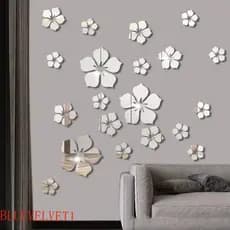 BLUEVELVET1 18 Pçs/set Espelho Adesivos De Parede , Adesivo De Flor Moderna 3D , Mural De Arte Autoadesivo Acrílico