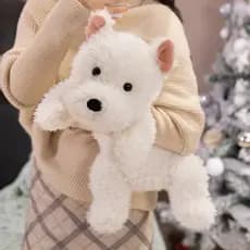 JAMXUN 65cm Novo Kawaii Cabelo Fofo West Highland Cão Branco Terrier Plushie Macio Filhote De Cachorro Brinquedo De Pelú