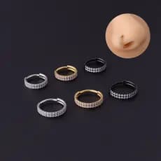 Joia de piercing de duplo arco em liga de titânio G23, adequada para cartilagem, concha da orelha, septo nasal, lóbulo d