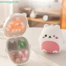 Caixa De Comprimidos De Urso De Desenho Animado ANHENGXIN , Armazenamento De Medicamentos De Plástico Com 5 Compartiment