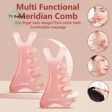 TS Beleza 2 Pçs Corpo Meridiano Massagem Pente Plástico Cinco Dentes Largos Acupuntura Terapia Circulação Sanguínea Anti