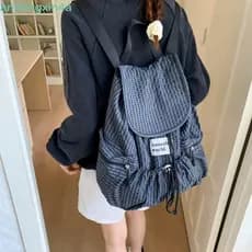 Mochilas De Desenho ANHENGXIN , Bolsas De Ombro Franzidas Coreanas De Cor Sólida , Mochila Escolar De Estudante De Grand
