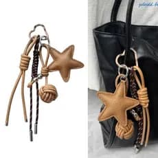 zebeidd Elegante Acessório em Forma de Estrela, Charmoso Pingente de Couro para Bolsa, Perfeito para Adicionar Personali