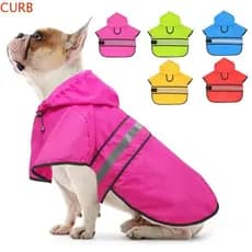 Capa De Chuva Para Cachorro CURB , Com Capuz À Prova De Vento De Alta Visibilidade , Jaqueta Animais De Estimação Faixa