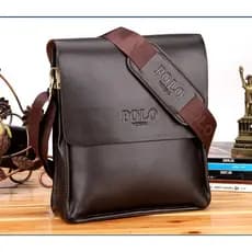 Bolsa Masculina de Couro com Alça de Ombro Transversal Preto GQPT