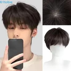 Peruca Masculina TOBIE Fashion , Cabelo Curto Sintético Estilo Coreano Com Franja , Lindos Postiços De Em Camadas