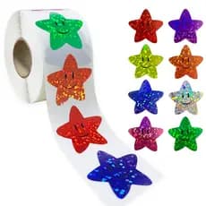 Adesivos De Estrela De Rosto Sorridente Para Recompensa De Crianças , 500 Unidades De Adesivo De Folha De Glitter Metáli